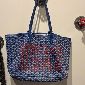 Blue and Red Tote “Goyard” Tote Bag